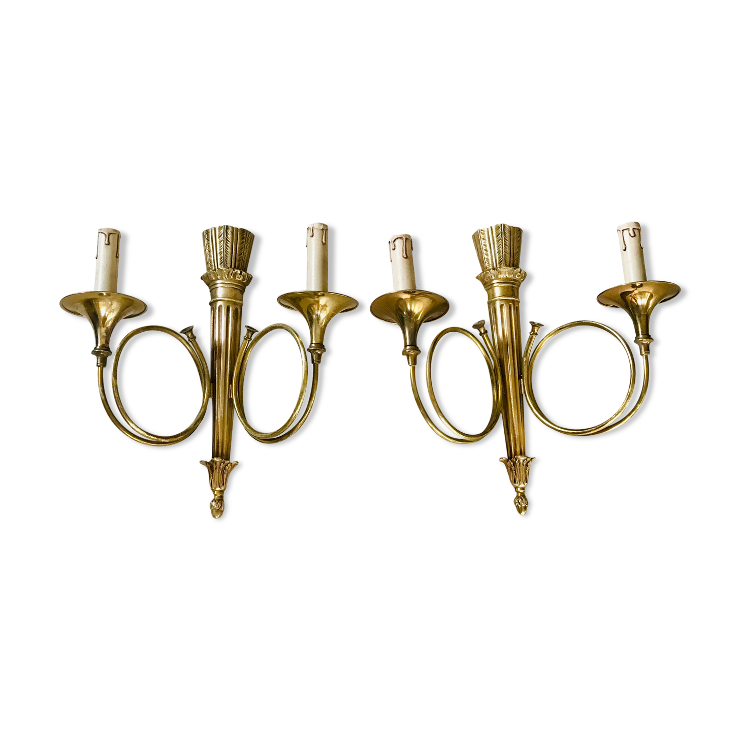 Pair of gilded bronze wall lamps