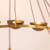 Contemporary 10-light chandelier or pendant light, brass and black lacquer