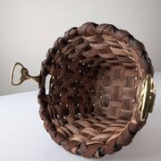 David Marshall brutalist splint wood and cast brass basket, 1970s