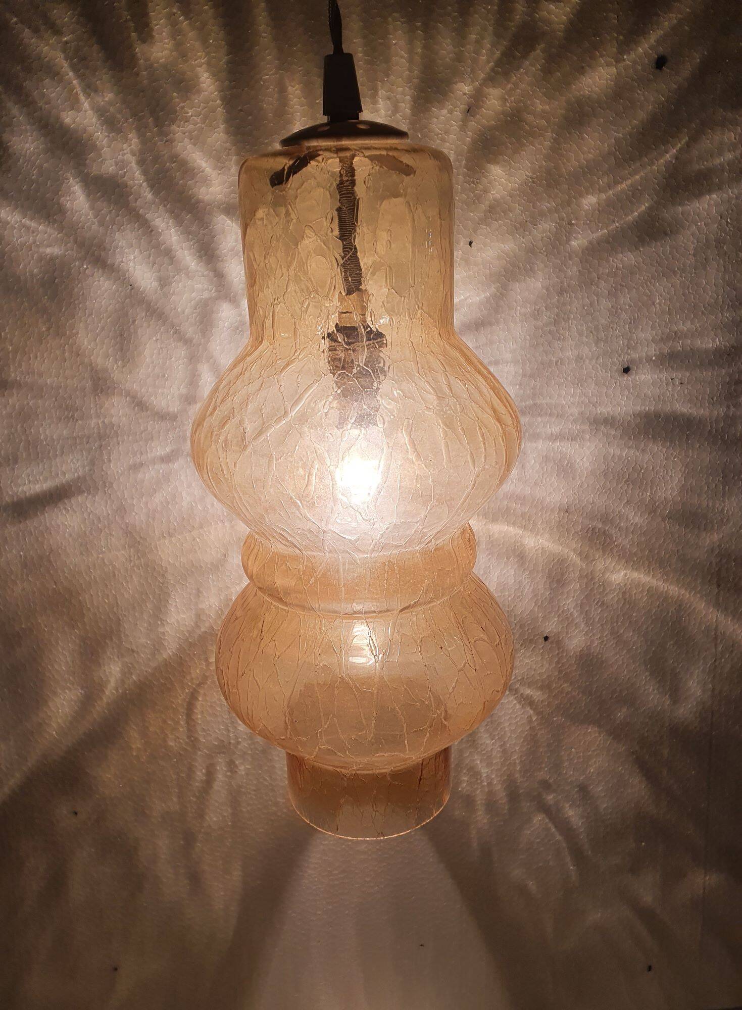 Large vintage brown glass hanging lamp