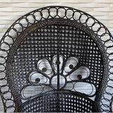 Emmanuelle armchair, peacock tail, rattan, wenge, vintage, 70s