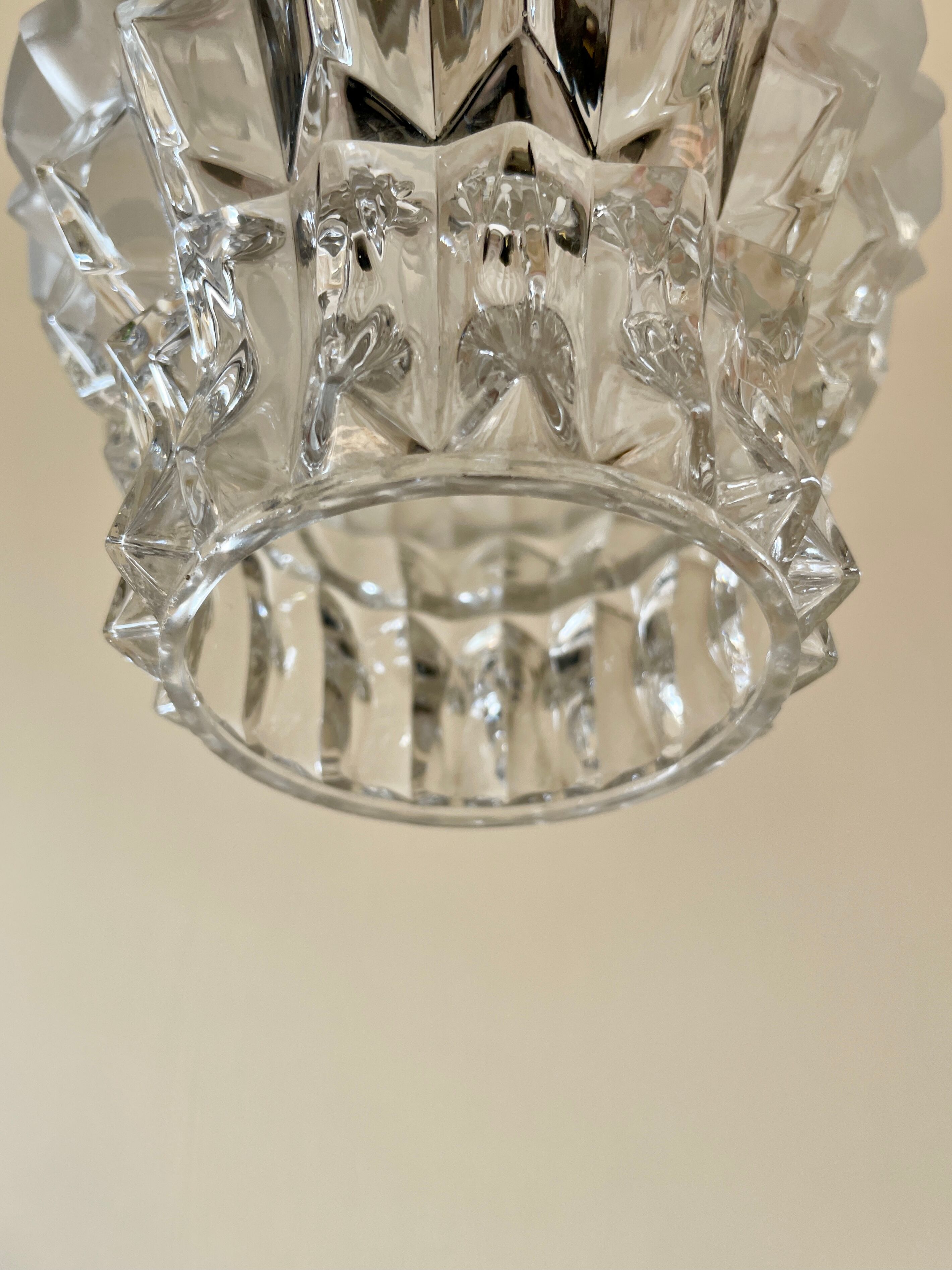 Suspension chiseled glass and brass