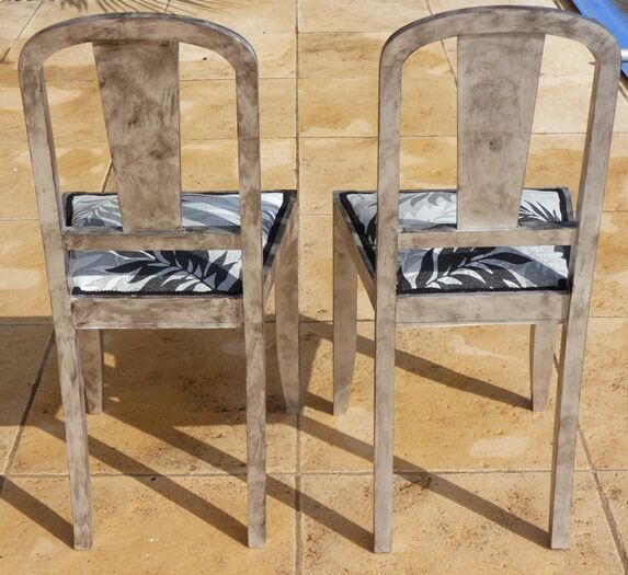 Set of 2 chic chairs with top fabrics patterned wooden leaf quality