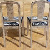 Set of 2 chic chairs with top fabrics patterned wooden leaf quality