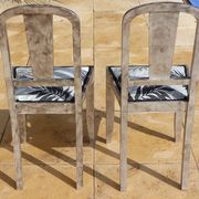 Set of 2 chic chairs with top fabrics patterned wooden leaf quality