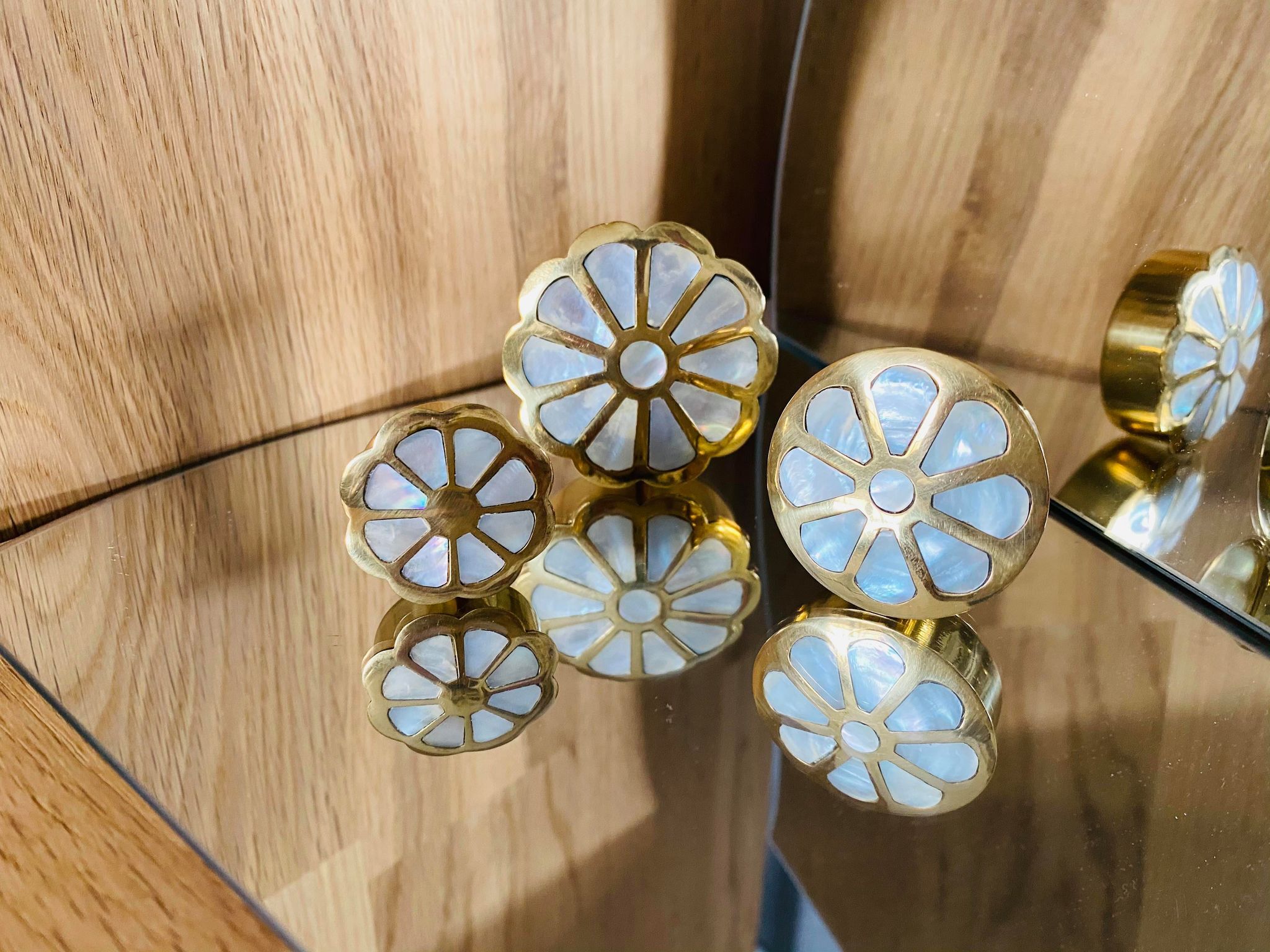 Trio of brass and mother-of-pearl boxes