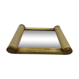 Miroir parchemin laiton bois ancien vintage 22x16cm