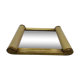 Vintage antique wood brass parchment mirror 22x16cm