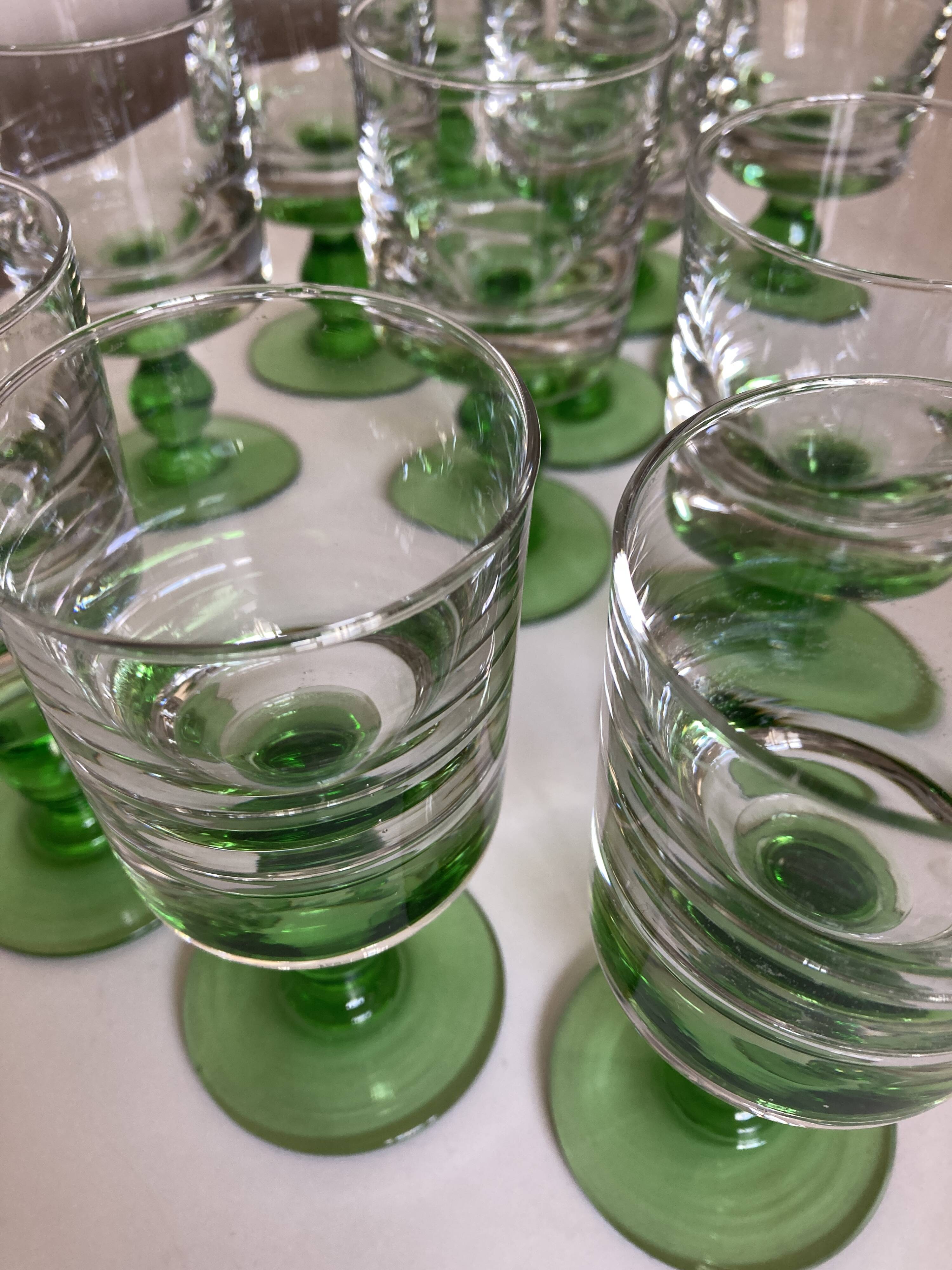 Set of 12 massive stemmed tumbler glasses 1960