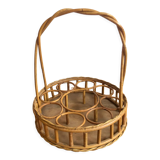 Vintage wicker bottle rack