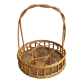 Vintage wicker bottle rack