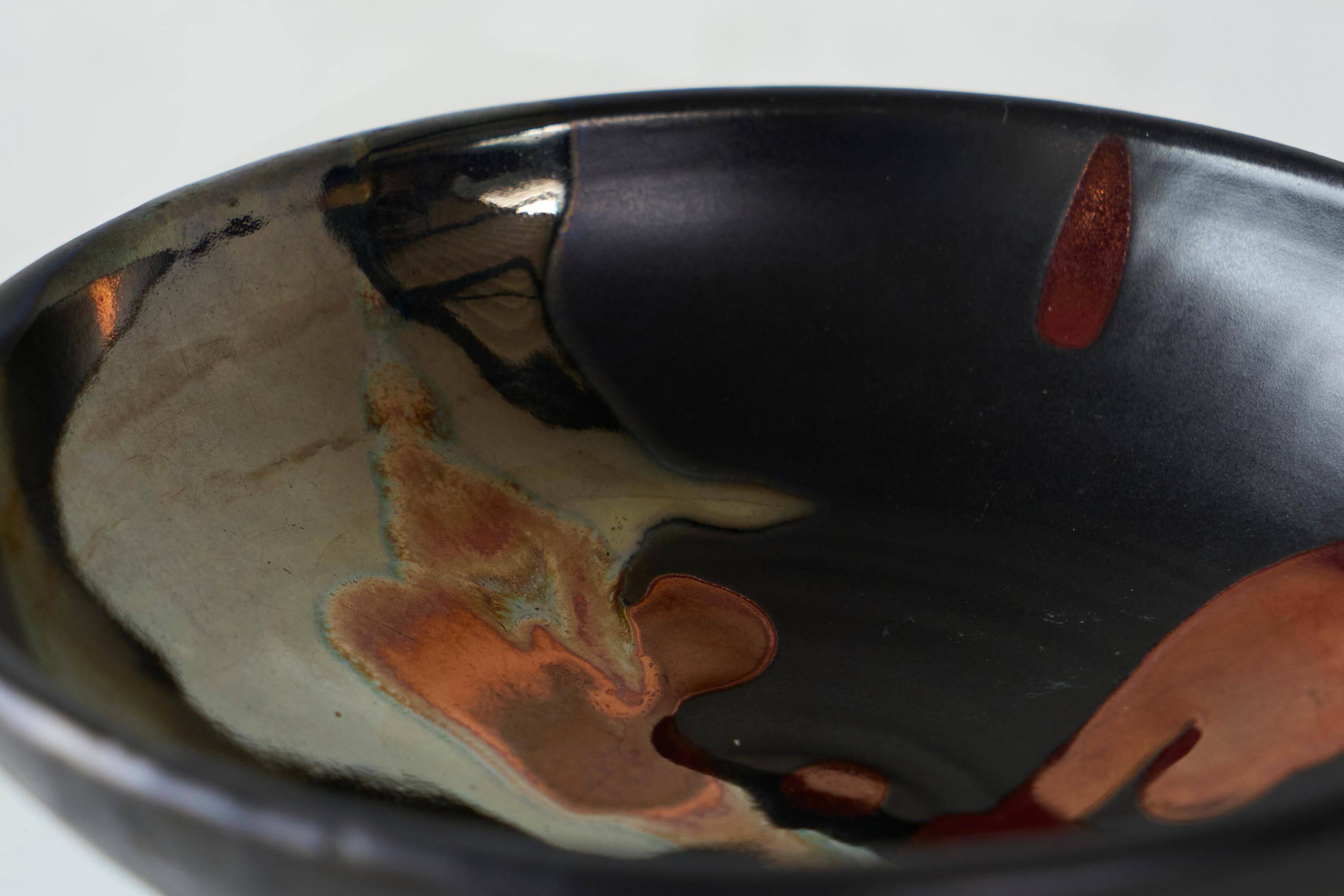 Coupe en poterie japonaise vitrifiée, ère Showa, années 1960