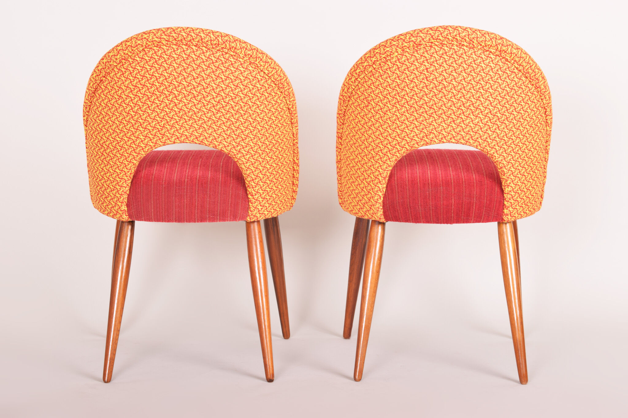 Four czechoslovak midcentury chairs, with new upholstery and original fabric