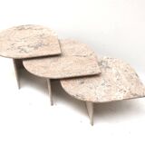 Set of 3 teardrop-shaped Italian design coffee tables made in the 1970s