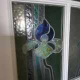 door 2 arched leaves in 3 dimensions with stained glass