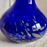 Vase verre bleu moucheté La Rochère vintage 1970-80