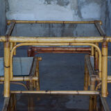 Set of eighteen rattan coffee tables 1950'