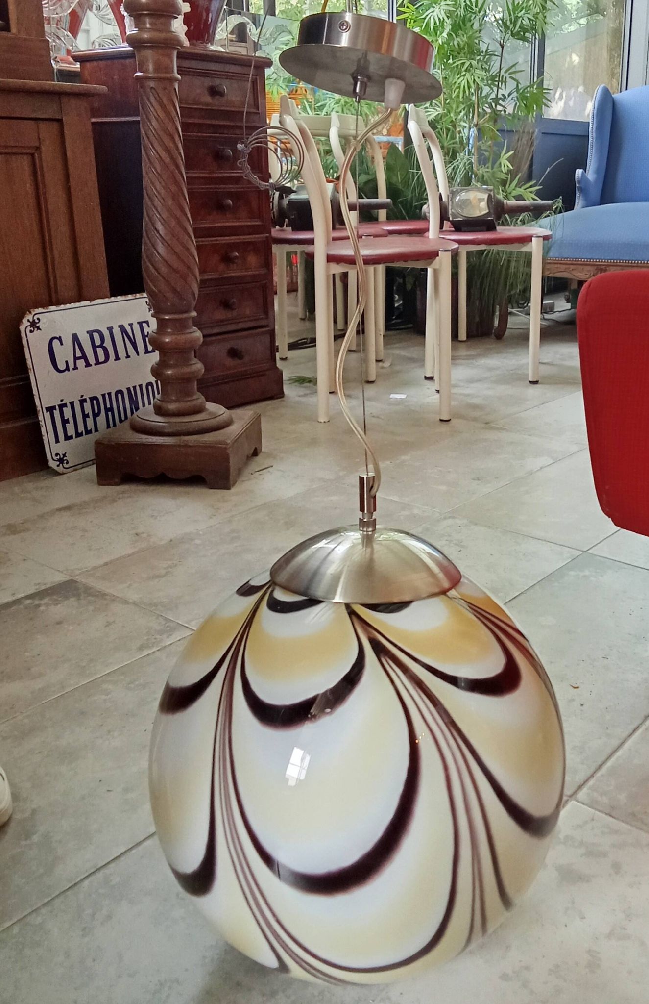 Vintage XXL Egg Ball Pendant Light Murano Glass Design