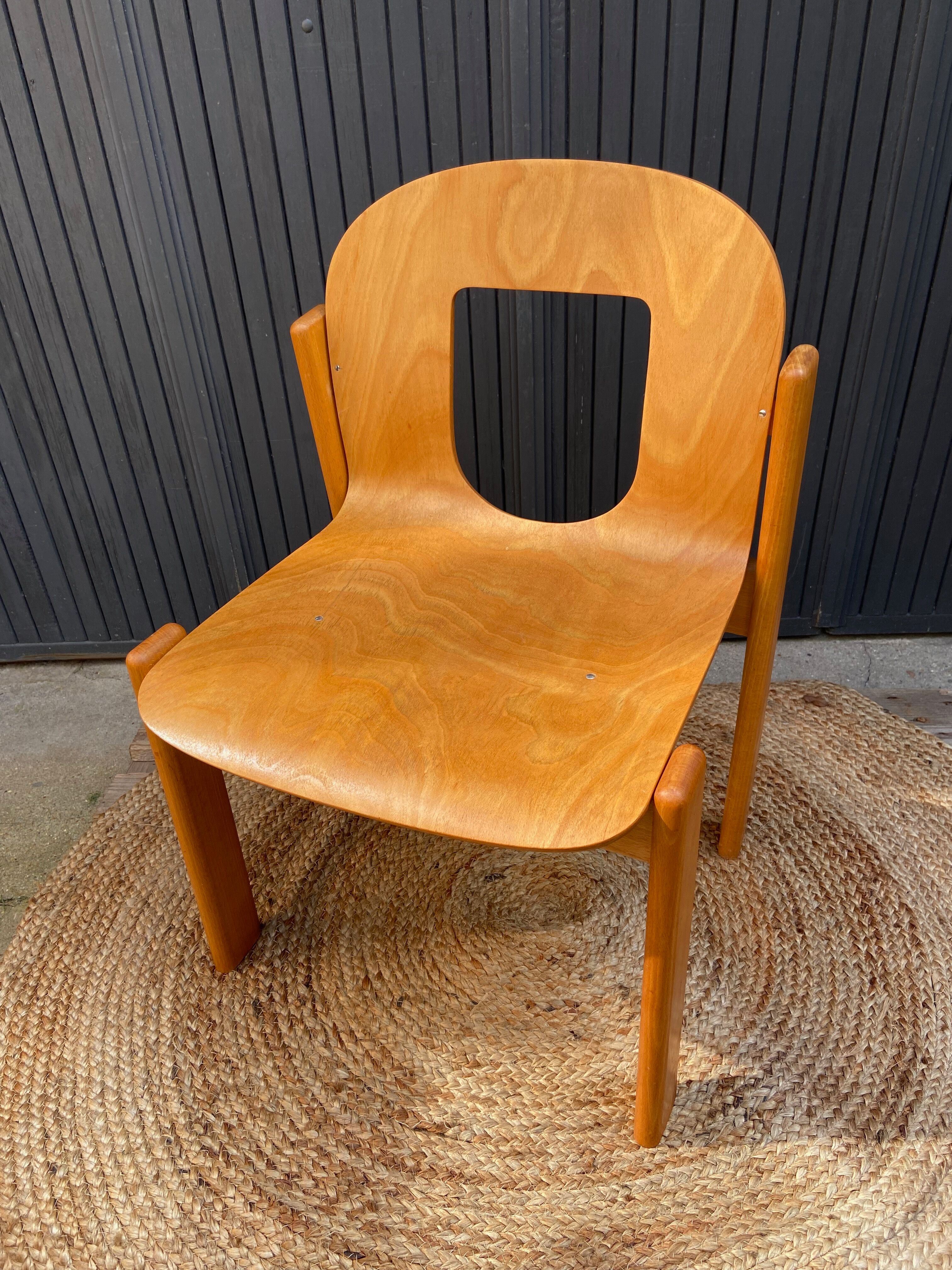 Chaise en hêtre contreplaqué moulé années 70