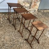 4 pull-out tables wood 1900