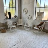 4 white wooden garden chairs