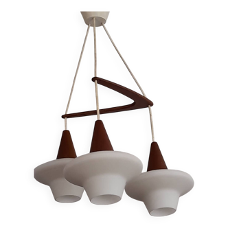Vintage Scandinavian teak chandelier 1950-1970