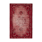 Hand-knotted hi-low pile oriental 1970s 170 cm x 261 cm red carpet