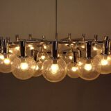 Large chromed spider Sputnik lamp with 24 hand-blown ice glass balls from Ott International, Germany, 1960s.