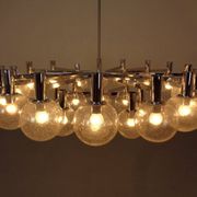 Large chromed spider Sputnik lamp with 24 hand-blown ice glass balls from Ott International, Germany, 1960s.