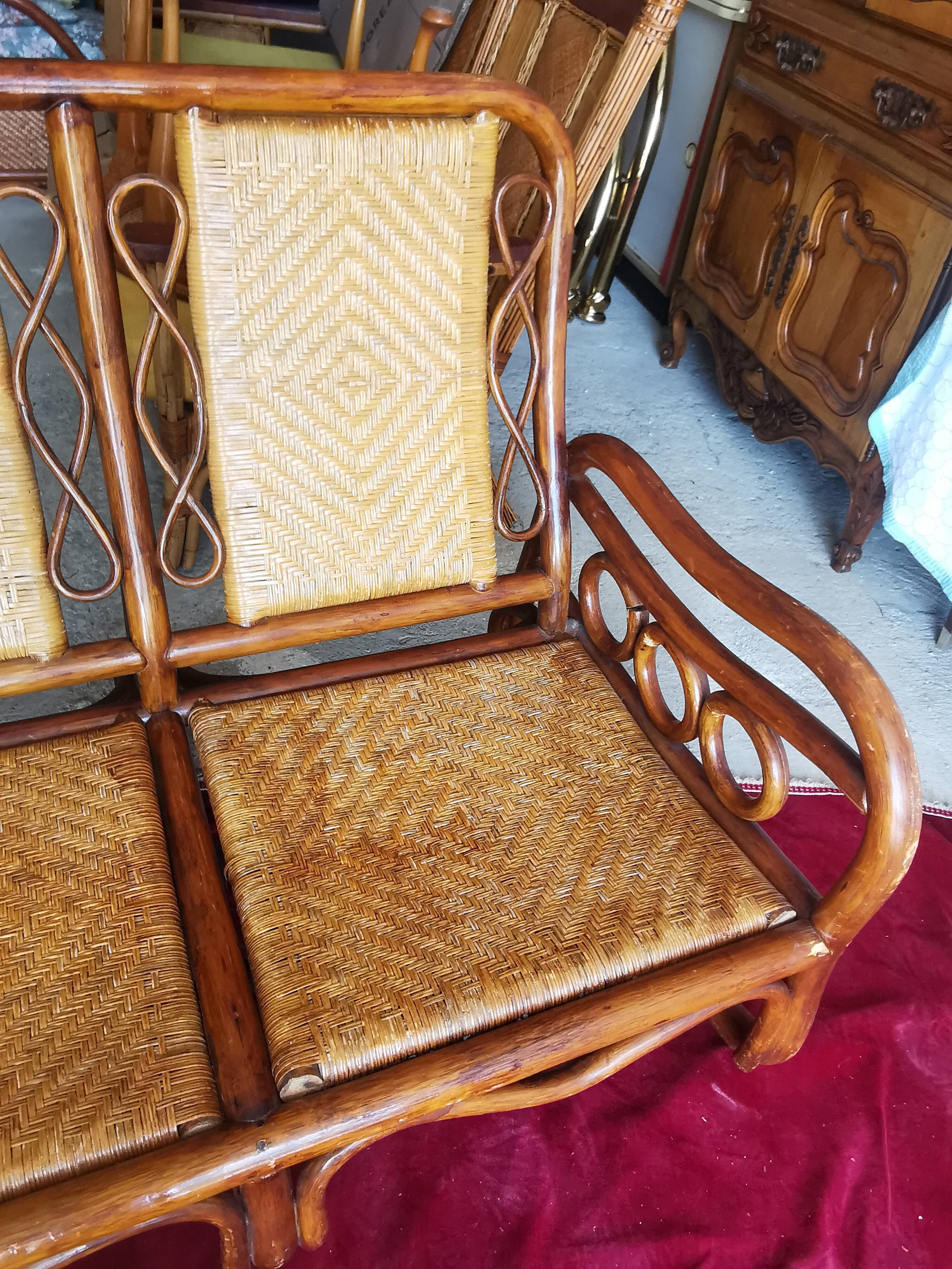 70s bamboo rattan sofa