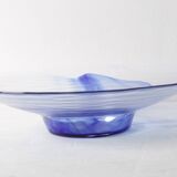 Vintage Blue Swirl Glass Fruit Bowl / Bormioli Rocco / Italy / 1990s
