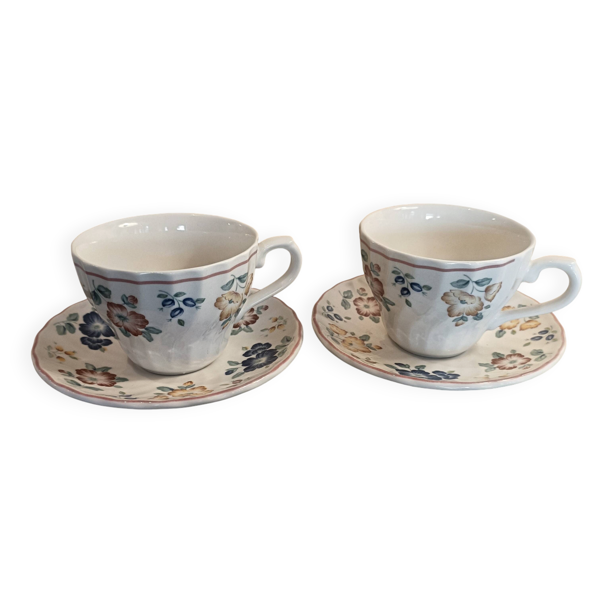 2 tea or coffee cups with saucers Churchill Staffordshire
