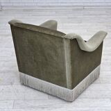 1970s, Danish armchair, original green furniture velour, beech wood.