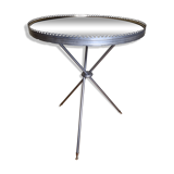 Vintage metal and glass tripod pedestal, brass base, 50s-60s