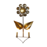 Applique lumineuse en forme de fleur en laiton années 70