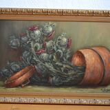 still life painting with thistles HSP signed and dated