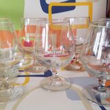 Lot of 7 vintage beer glasses "kriek gueuze belle-vue"