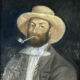 French school around 1900 the man in pastel hat on a black background