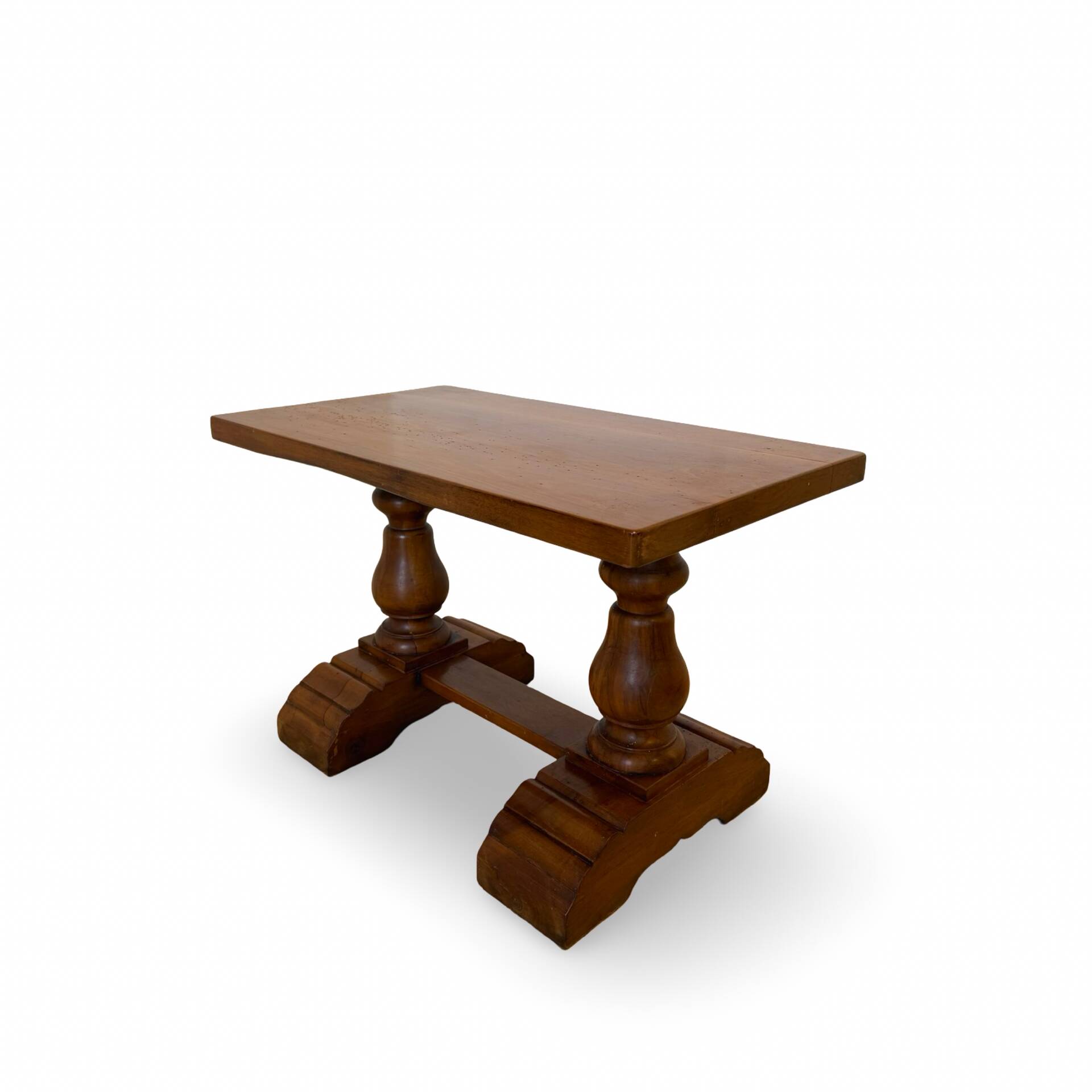 A small, rustic walnut wooden table, crafted from solid walnut wood, 1