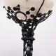 Edgar Brandt style Art Deco floor lamp in wrought iron with alabaster cup