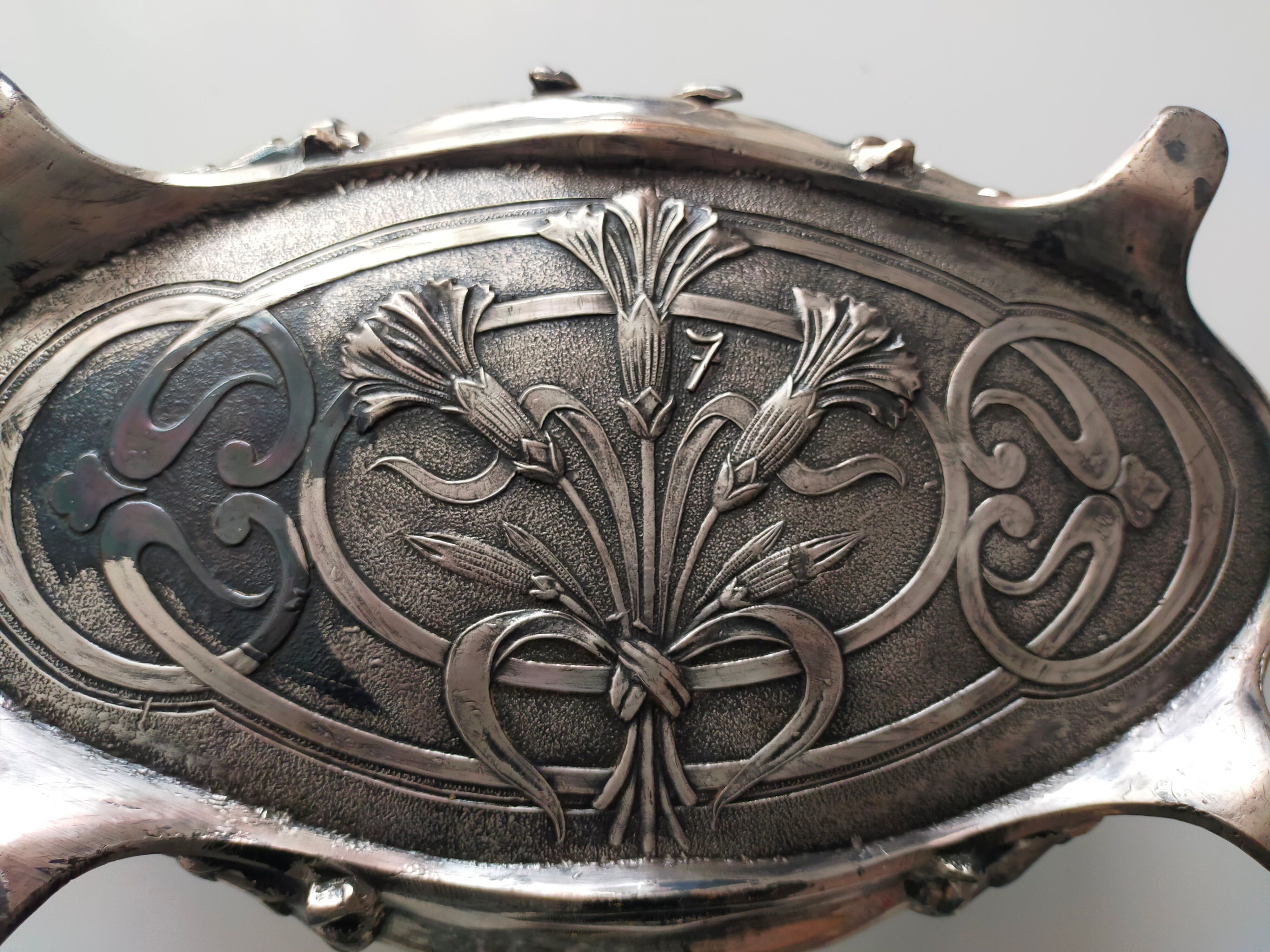 Art Nouveau silver bronze planter