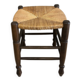 Tabouret en bois assise paillée 