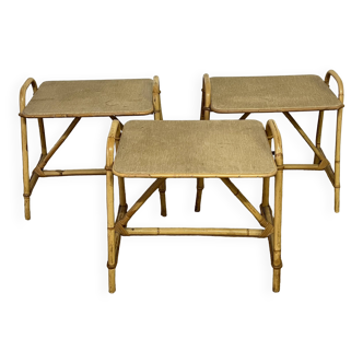 Table d'appoint / Bout de canapé en bambou et rotin