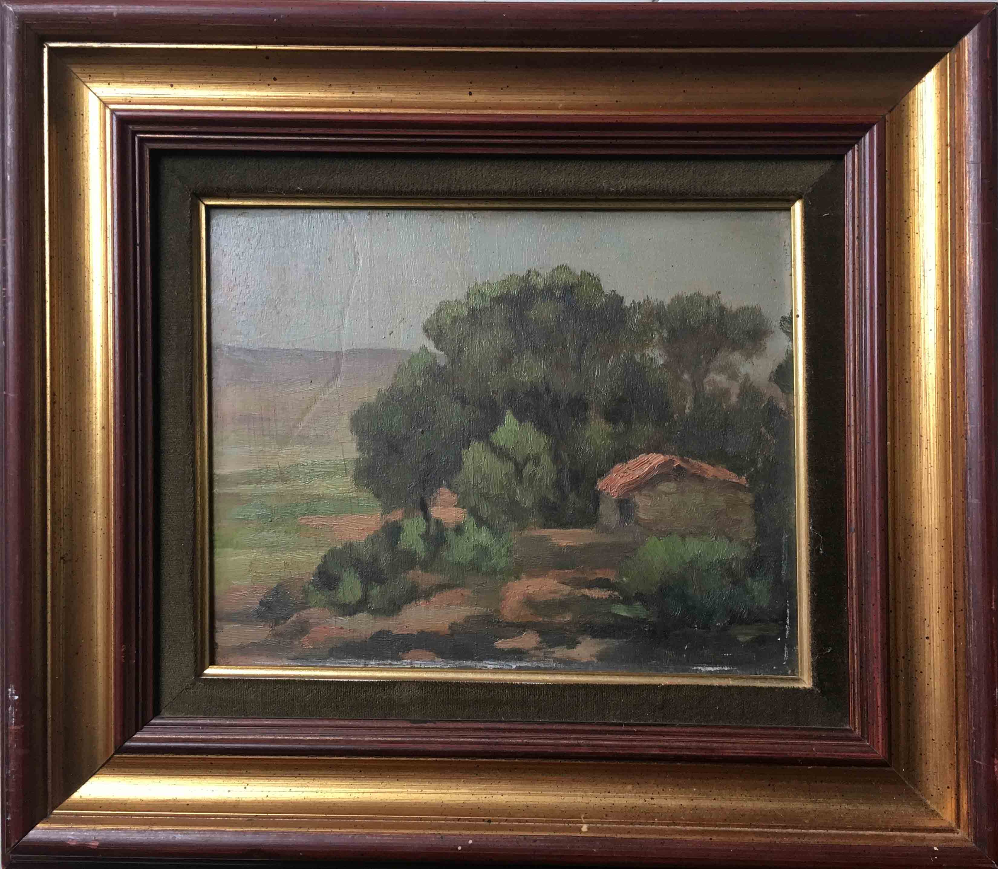 Tableau "Pinède à Pourcieux" - Var Provence signé Félix Pascal 1939 + cadre