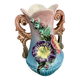 Barbotine vase with flower decoration - early 20th century