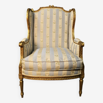 Louis xvi style winged bergère in golden wood