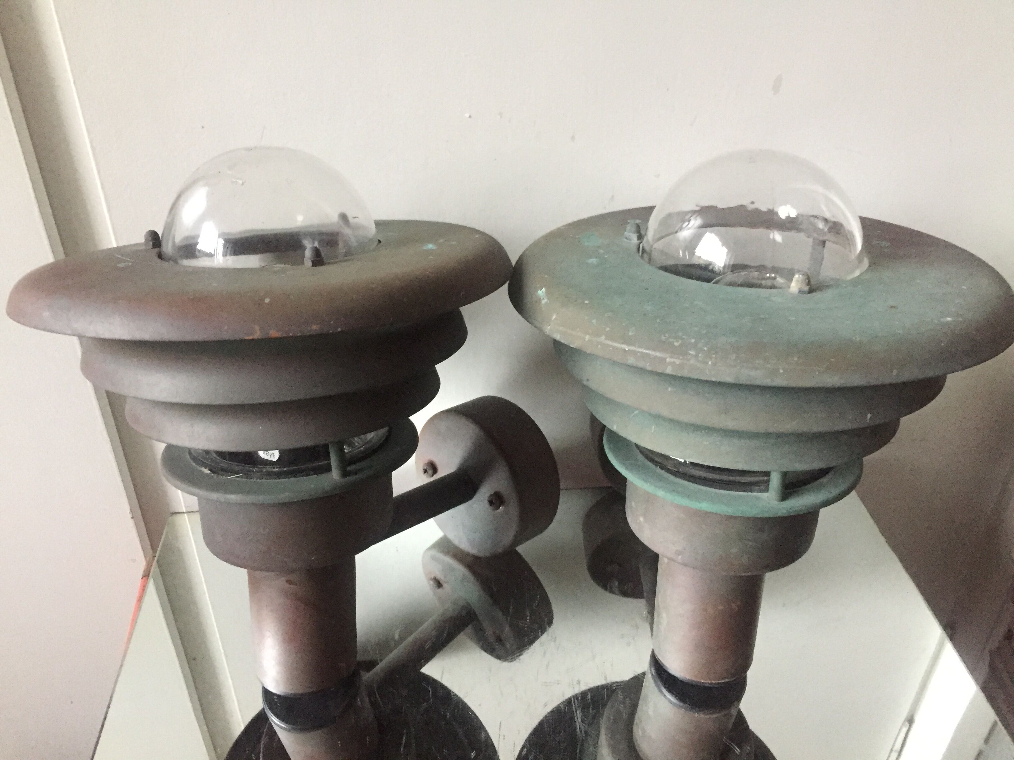 Pair of classic danish copper outdoor lamps