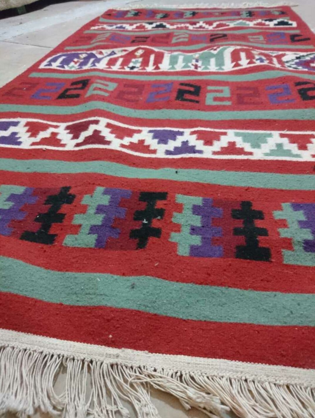 Berber carpet multicoloured wool 188 x 104 cm