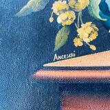 Oil on canvas bouquet of flowers signed Anceschi