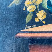 Oil on canvas bouquet of flowers signed Anceschi